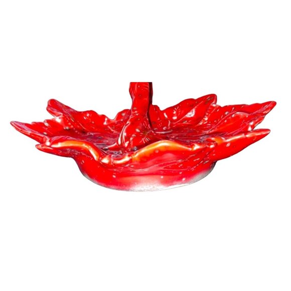 Vintage California-Style Ceramic Leaf Candy Dish Red & Orange - Picture 6 of 9